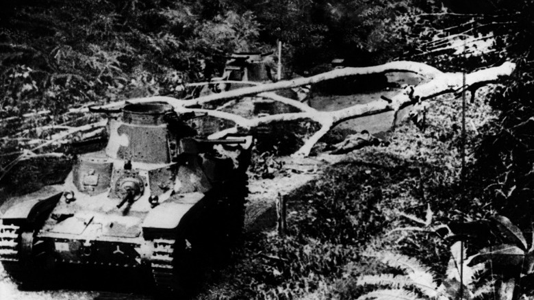 A Japanese tank during the fall of Singapore