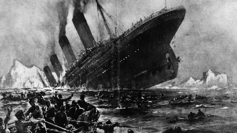 The Titanic sinking 