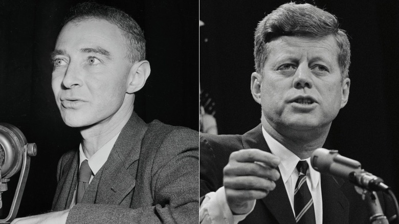 Oppenheimer, Kennedy face microphones