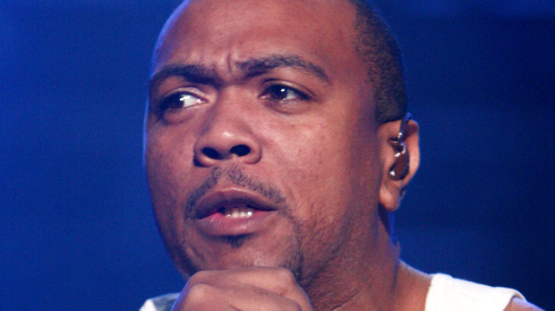 Timbaland holding microphone