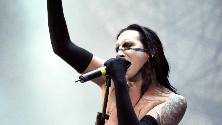 marilyn manson on stage in makeup 