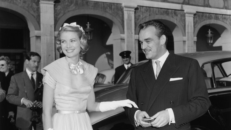 Grace Kelly and Prince Rainier smiling