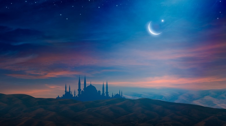 Mosque under the night sky