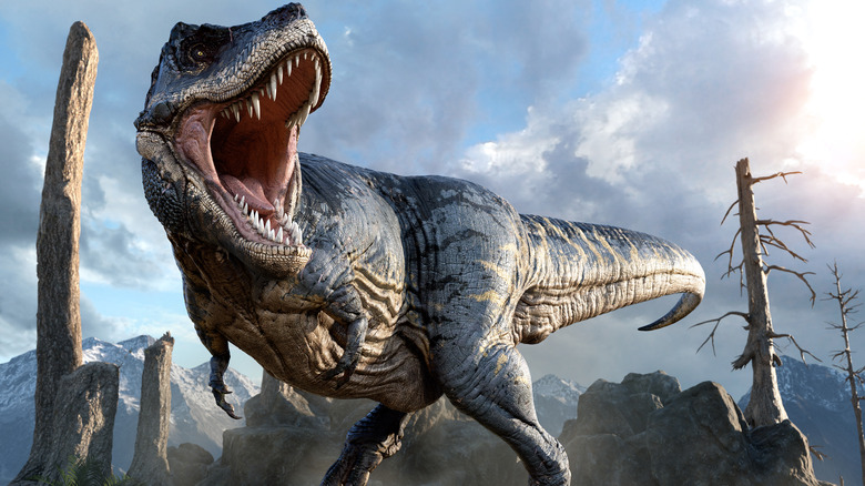 Tyrannosaurus Rex roaring in 3d