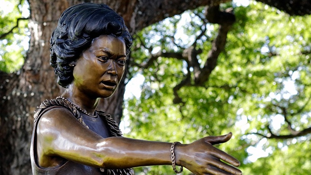 Bronze Statue of Patsy Mink in park