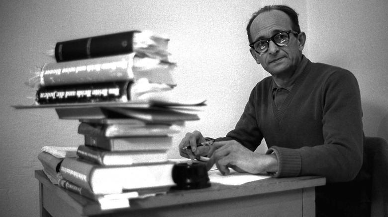Adolf Eichmann desk pile of books