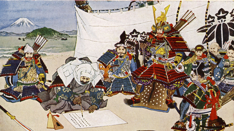 painting of shogun and samurai