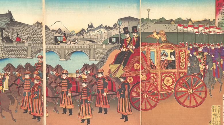 painting of emperor in carriage