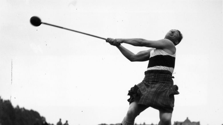 Athlete competing in the hammer throw
