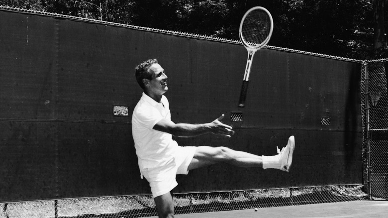 Paul Newman playing tennis
