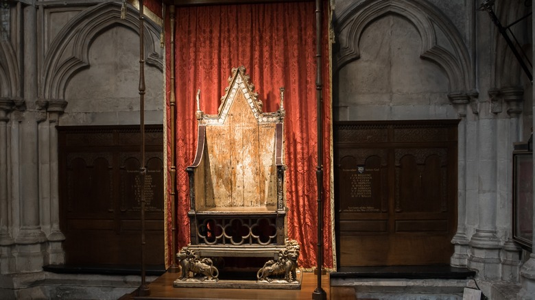 The coronation chair sits empty