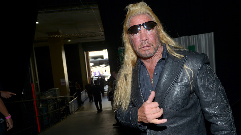 Dog the Bounty Hunter in a leather jacket