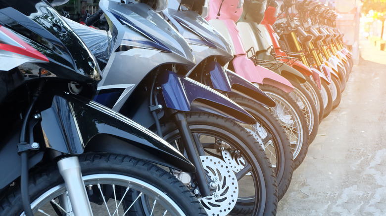 line of Yamaha motorcycles