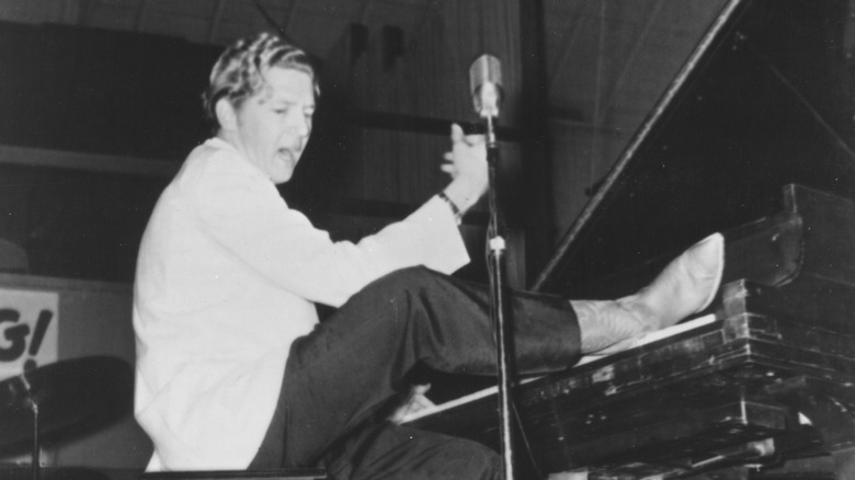 Jerry Lee Lewis playing piano