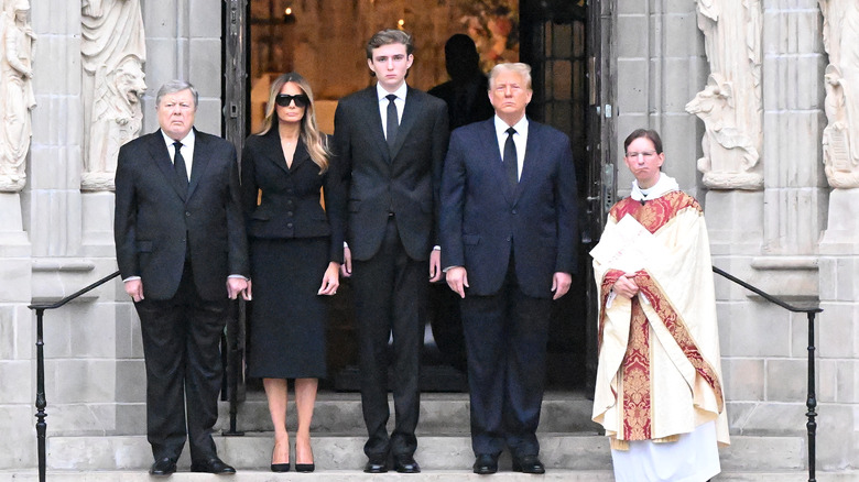 Barron Trump and family on church steps