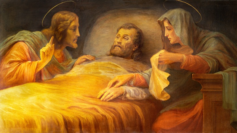 St. Joseph deathbed with Jesus and Mary
