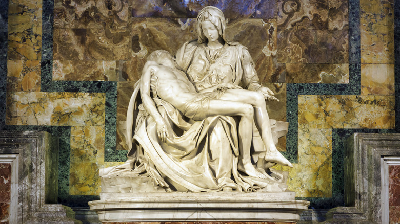 Michelangelo's Pieta statue Virgin Mary holding Jesus