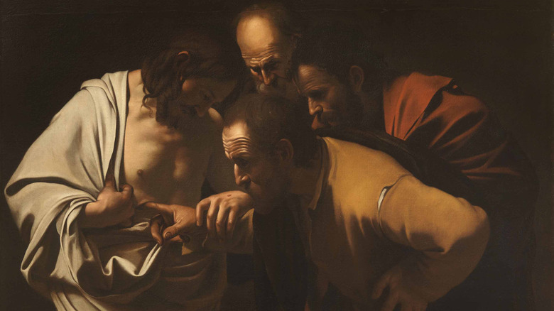St. Thomas poking Jesus wound painting
