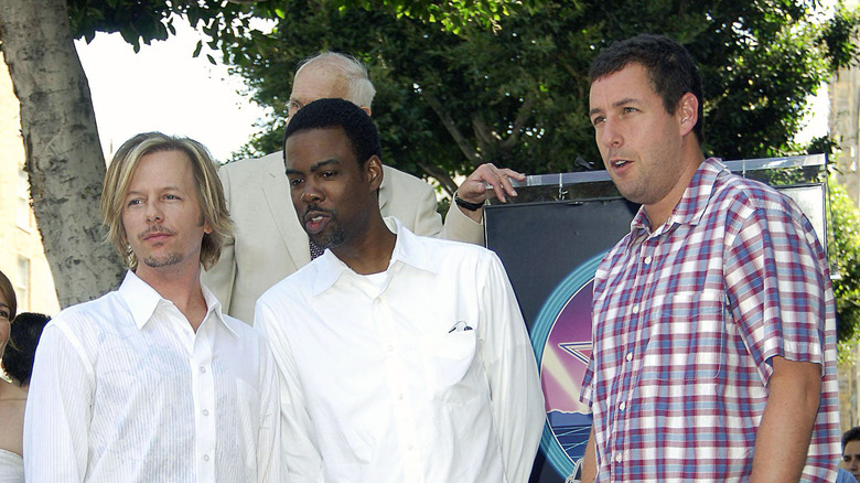 David Spade, Chris Rock, and Adam Sandler at Chris Farley's Hollywood Star ceremony in 2005