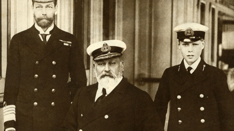 Edward VII in sailor outfit with son and grandson