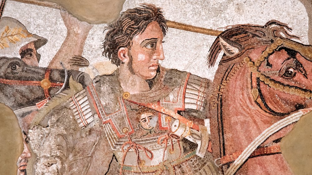 Mural of Alexander the Great on horseback