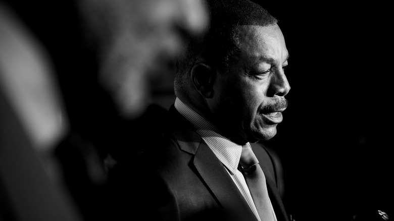 Carl Weathers profile black and white