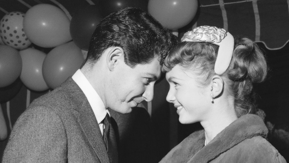 Debbie Reynolds and Eddie Fisher at Mike Todd's party in 1955