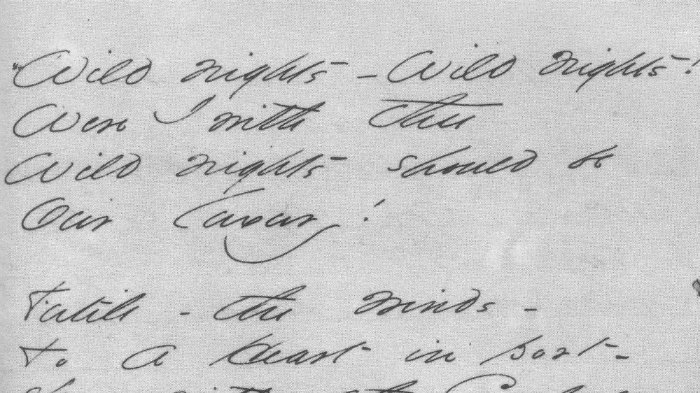Manuscript of Emily Dickinson's poem "Wild Nights! WIld Nights!"