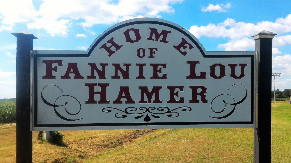 Sign located on Highway 49W for Fannie Lou Hamer's hosue