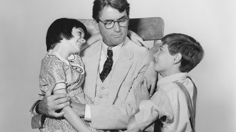 Gregory Peck with the kids from To Kill a Mockingbird