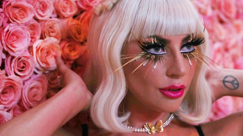 Lady Gaga with giant eyelashes in 2019