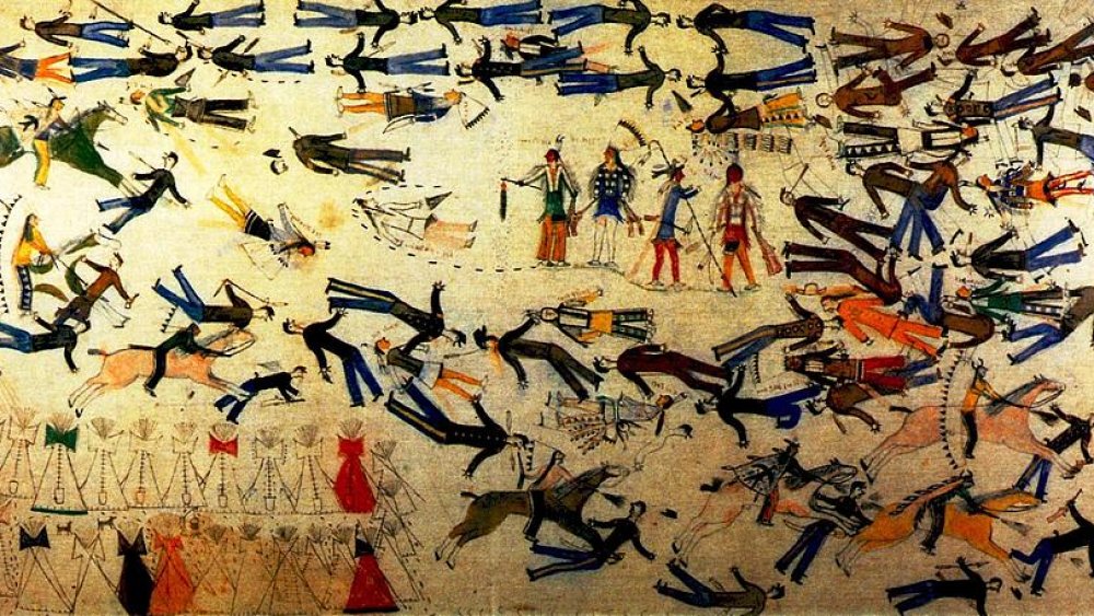 Native American Painting of Battle of Little Bighorn