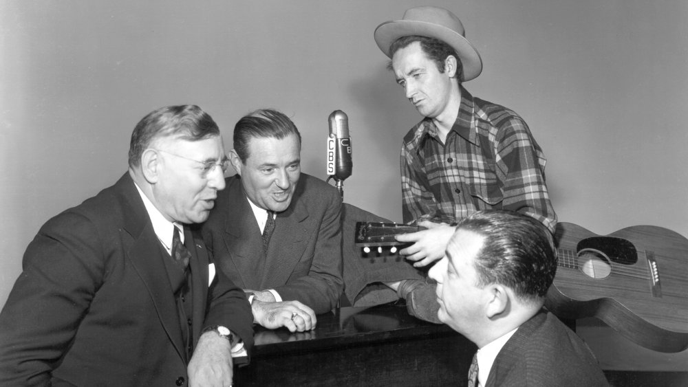 Woody Guthrie on a radio program
