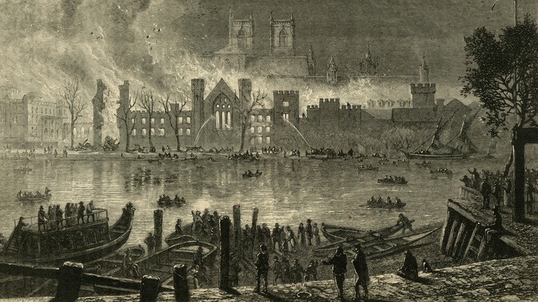 Burning of old Parliament, painting