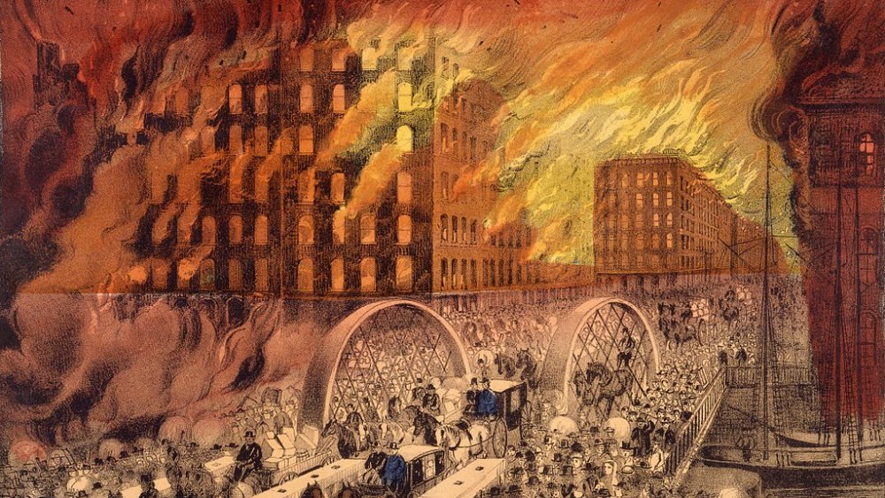 Currier & Ives rendering of Chicago Fire