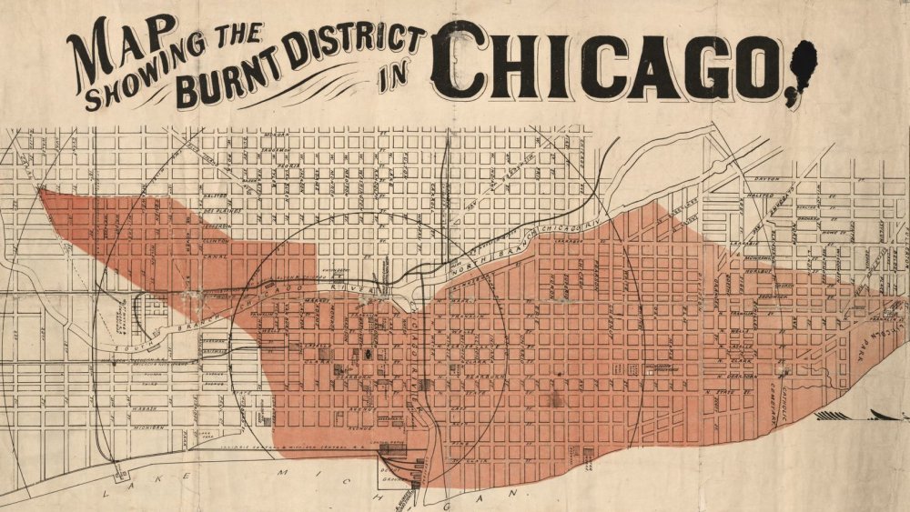 Map showing burn area of Chicago