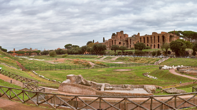 Circus Maximus in Rome ruins cloudy sky