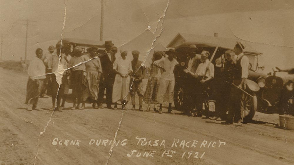 Post card with image from 1921 Tulsa Race Massacre