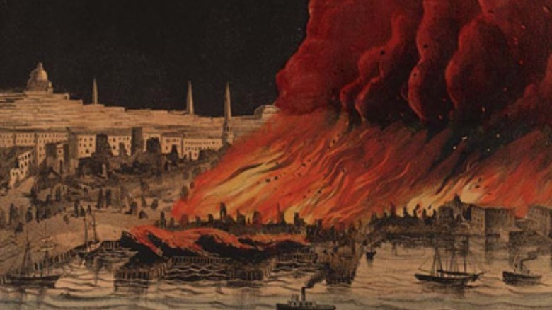 Painting of the Great Boston Fire 1872
