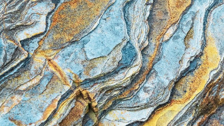 image of blue and yellow rock layers 