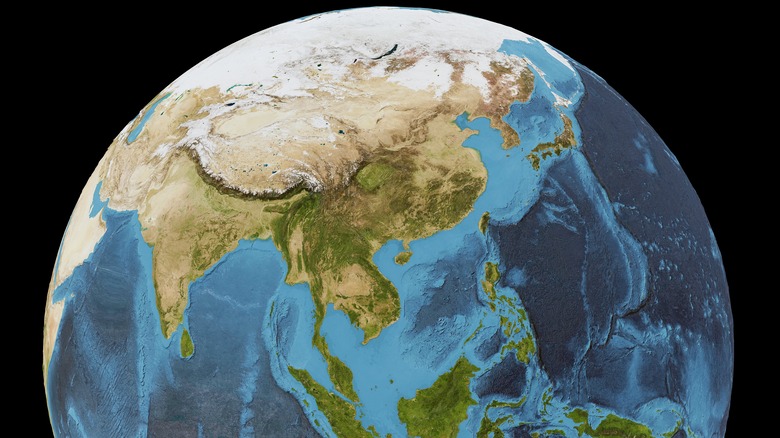 Illustration of Pangea continents spreading apart 