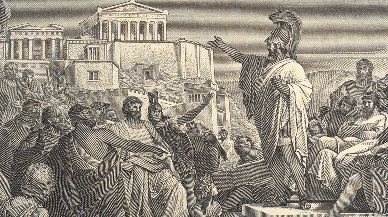 Pericles eulogizes fallen soldiers, ancient Greece