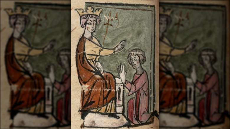 Edward I and Edward II in 14th century medieval miniature painting