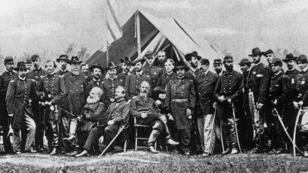Union officers pose in Virginia