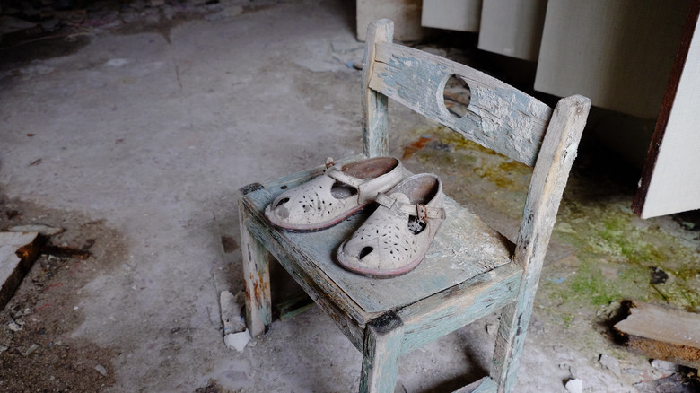 children's shoes on chair