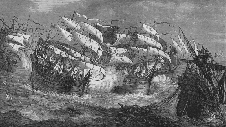 Illustration of ships in battle