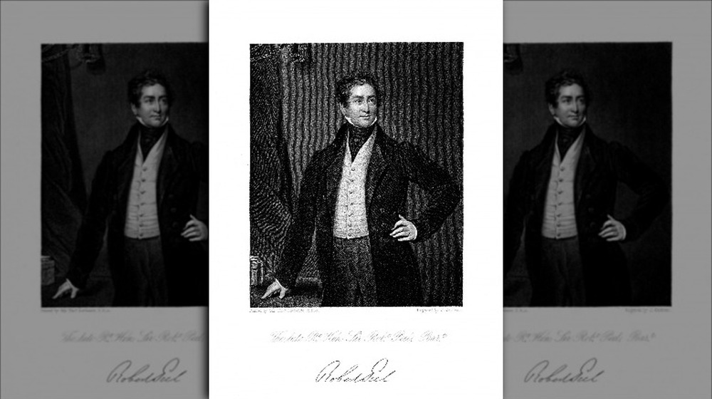 illustration of Robert Peel with hand on hip
