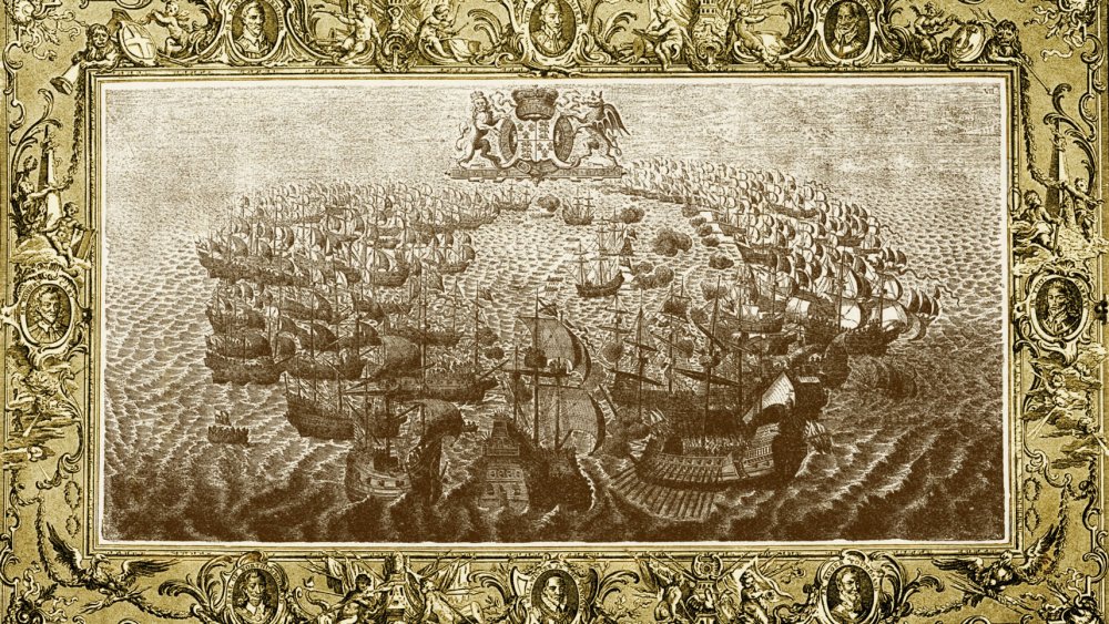1789 painting of a battle between the Spanish Armada and the Royal Navy.