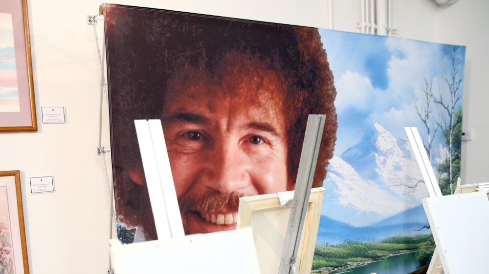 A picture of Bob Ross from an event inspired by his painting style