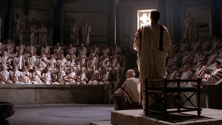 Caesar addressing the Roman senate